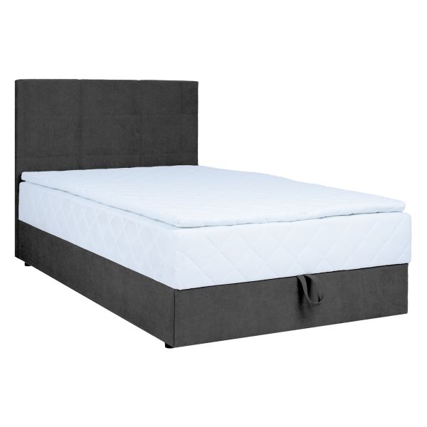 Continental bed LEVI 120x200cm, with mattress, dark grey