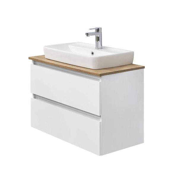 Washbasin cabinet with washbasin 360, 75x49xH53cm, white gloss