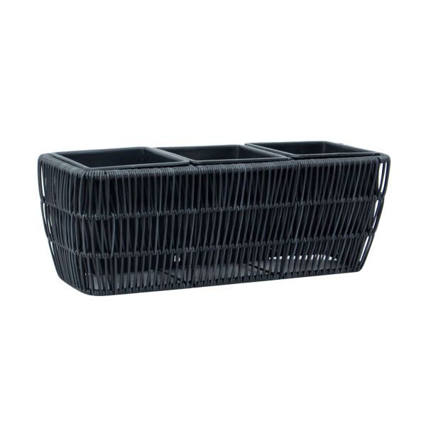 Flower box WICKER 43x16xH16cm, black
