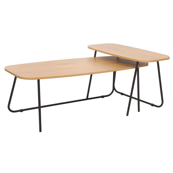 Kafijas galdiņi DUO 2 gab. 120x48xH40cm, 75x40xH48cm, osis/melns