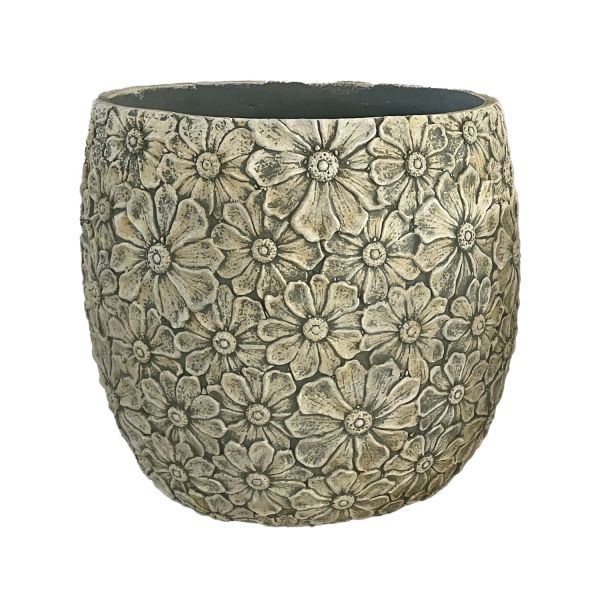 Puķu pods SUNNY DAISY D44.5xH41cm balts/pelēks