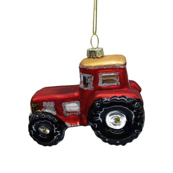 Ziemassvētku rotājums JOY TRACTOR 9cm, stikls