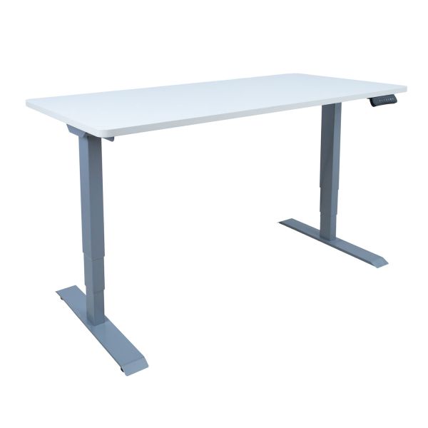Письменный стол ERGO с 2-мя моторами 140x70xH60-125см, белый/серебристо-серый