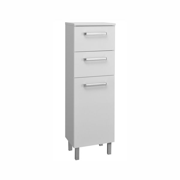 Apakšējais vannas istabas skapis 312, 30x33xH100,5cm, balta glancēta