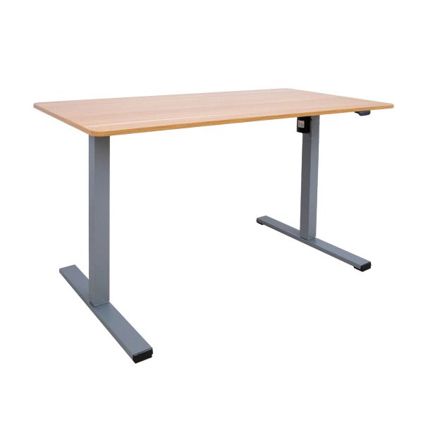Desk ERGO OPTIMAL with 1 motor 140x70xH71-116cm, hickory/silver grey