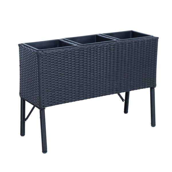 Flower box WICKER 78x33xH54cm, black