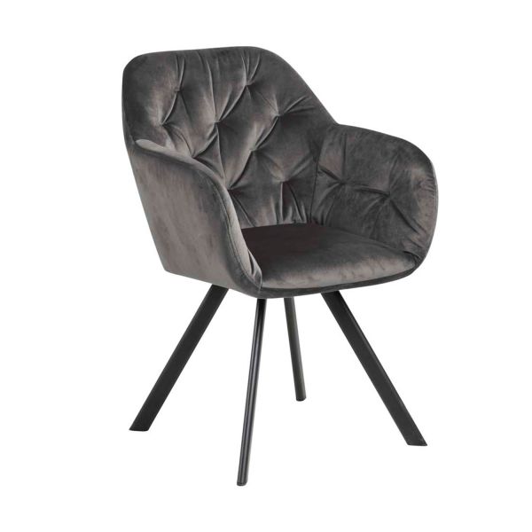 Krēsls LOLA 57,5x61,5xH81,5cm, automātiska pozīcijas atgriešana, materiāls: audums, krāsa: tumši pelēka, kājas: melns me