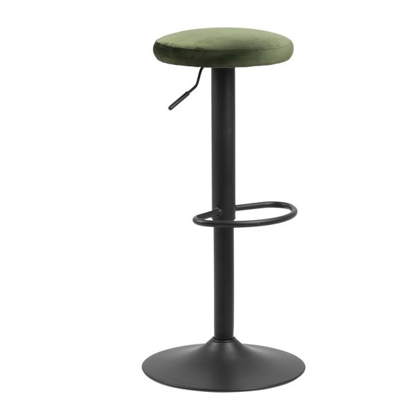 Bāra krēsls FINCH, D40xH82cm, sēdeklis: samta audums mežzaļš, kāju balsts: ar raupju pulvera pārklājumu, matēti melns