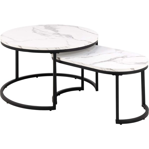 Kafijas galdiņi 2gab SPIRO D70xH42cm, 70x40xH34,5cm, balti