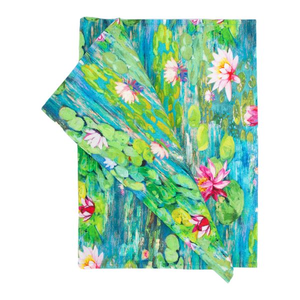 Table mat HOLLY 43x116cm, pink water lilies
