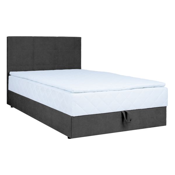 Continental bed LEVI 140x200cm, with mattress, dark grey