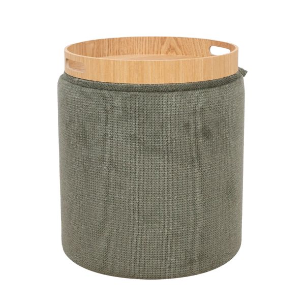 Tumba / galds HIRO D34,5xH37cm, zaļš, ar uzglabāšanās vietu un paplāti