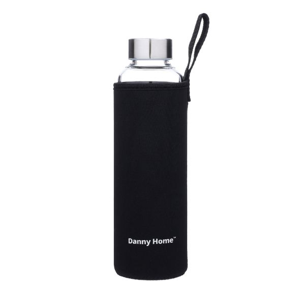 Drinking bottle GLASS H22,5cm 550ml glass, black case