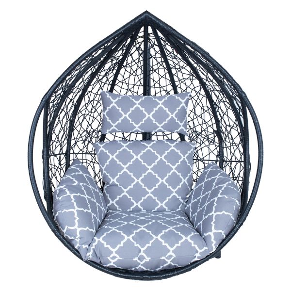 Cushion for hanging chair DROPLET grey rhombus