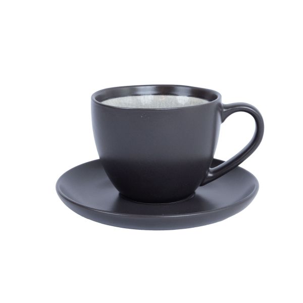 Cup/saucer RITA 300ml, black/grey