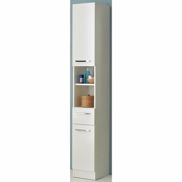 Tall bathroom cabinet 335, 30x33xH195,5cm, white