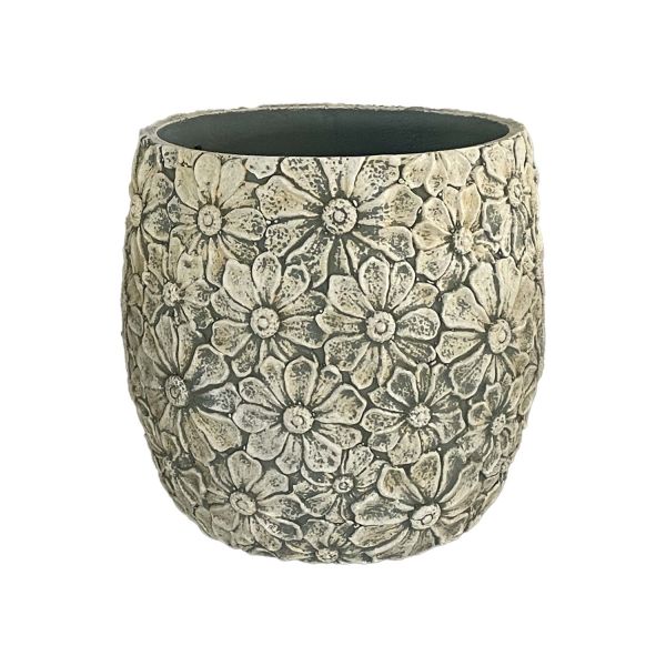 Puķu pods SUNNY DAISY D35.5xH33cm balts/pelēks