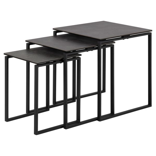 Coffee tables 3pcs KATRINE 50x50xH55cm, 43x43xH50cm, 36x36xH45cm, black