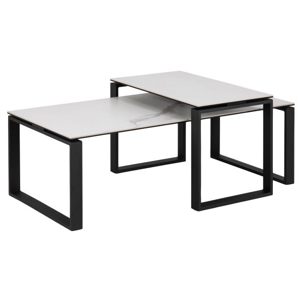 Coffee tables 2pcs KATRINE 115x55xH37,5cm, 69x40xH45cm, white