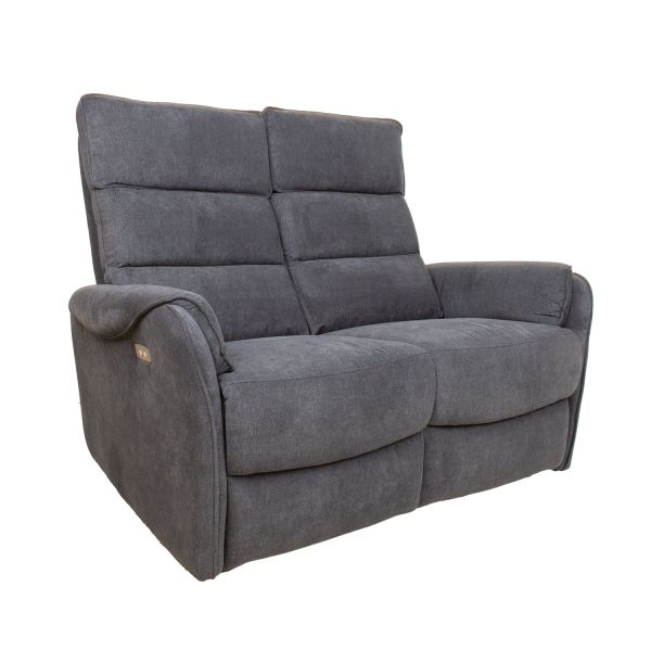 Recliner sofa BOWERS 2-seater with electric mechanism, bluish grey