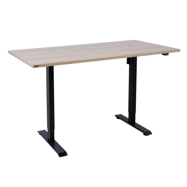 Desk ERGO with 1 motor 160x80xH71-121cm, hickory/black