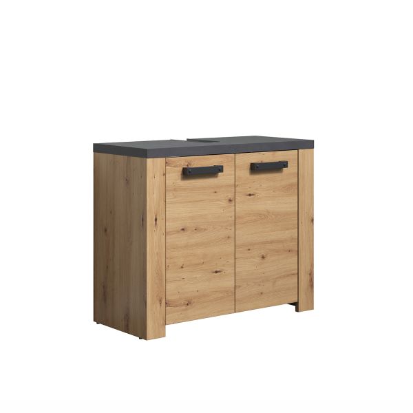Washbasin cabinet FOLLOW 79x35xH67cm, oak/grey