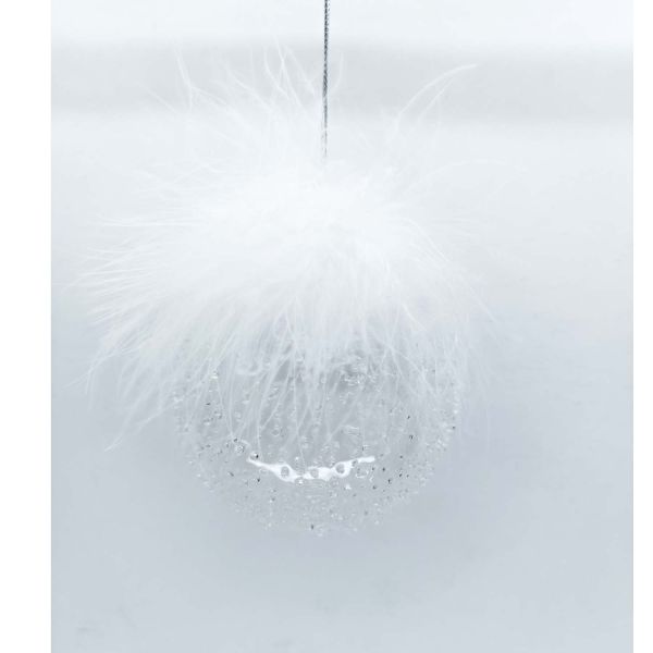 Ziemassvētku rotājums JOY FLUFFY D8cm, stikls