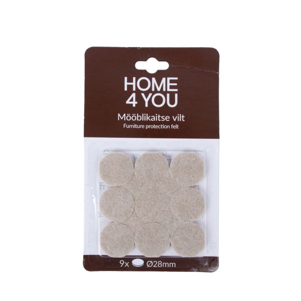 Mēbeļu aizsardzība filcs D28mm x 9gab, bēša