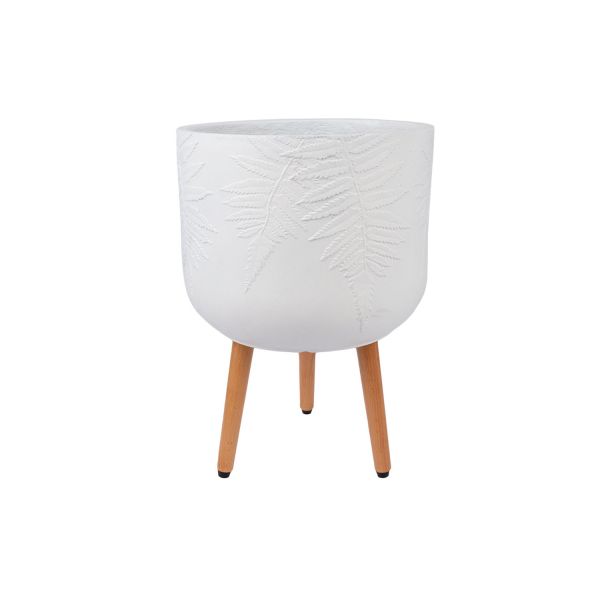 Puķu pods FERN D37xH52cm ar koka kājām, balts