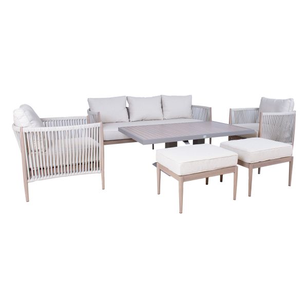 Dārza mēbeļu komplekts MEDINA 6-daļīgs, bēšs