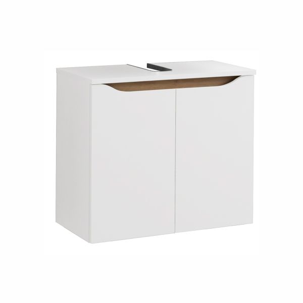 Washbasin cabinet 857, 60x33xH53cm, white gloss/oak
