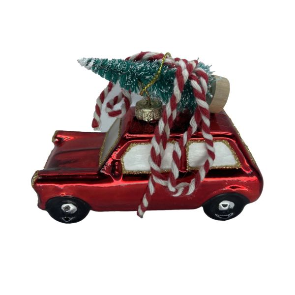 Christmas ornament JOY CAR 10cm, glass