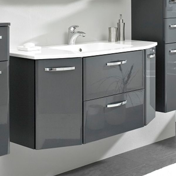 Washbasin cabinet with ceramic washbasin 327, 112x48xH53,5cm, anthracite gloss