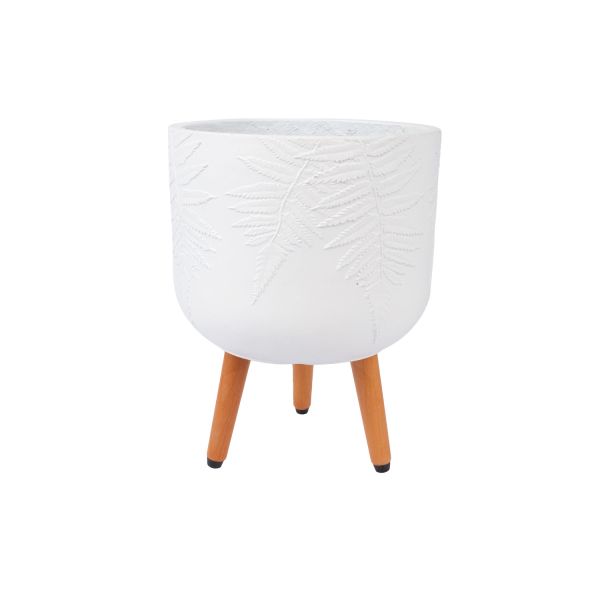 Puķu pods FERN D30xH39.5cm ar koka kājām, balts