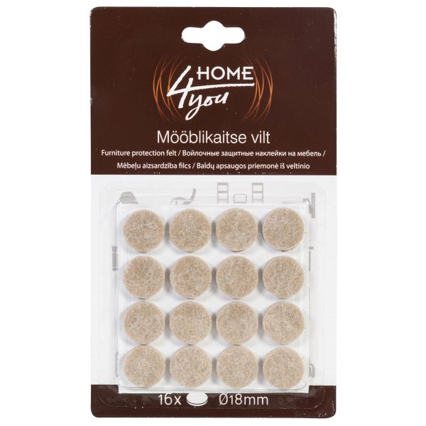 Mēbeļu aizsardzība filcs D18mm x 16gab, bēša