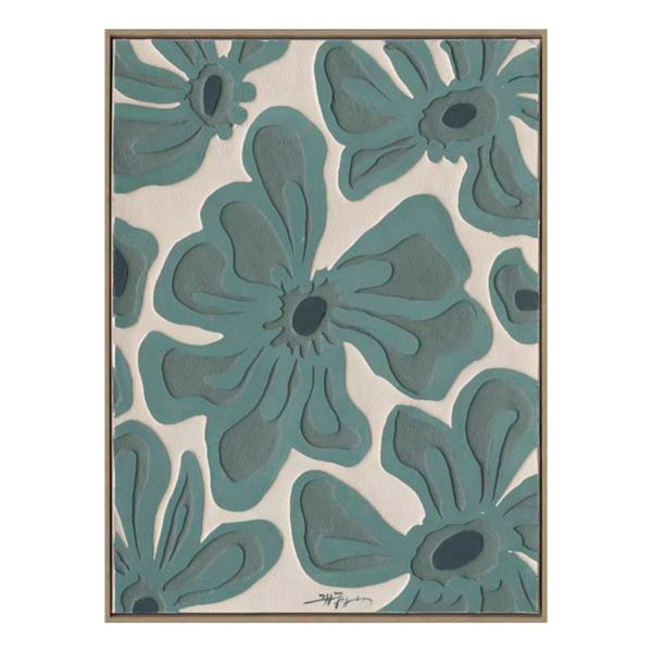 Painting with frame 60x80cm,
green flowers