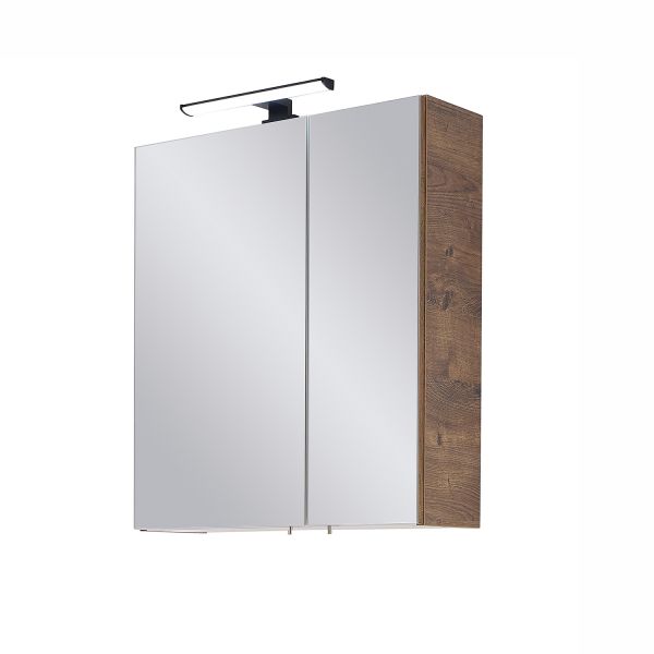 Mirror cabinet with LED lighting 76-I, 60x20xH72cm, dark oak