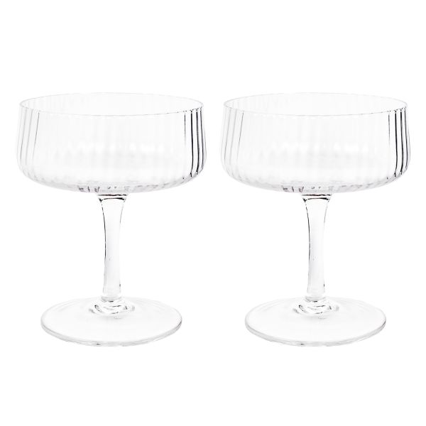 Champagne goblets 2pcs STRIPE POLAR H12cm 220ml, transparent glass