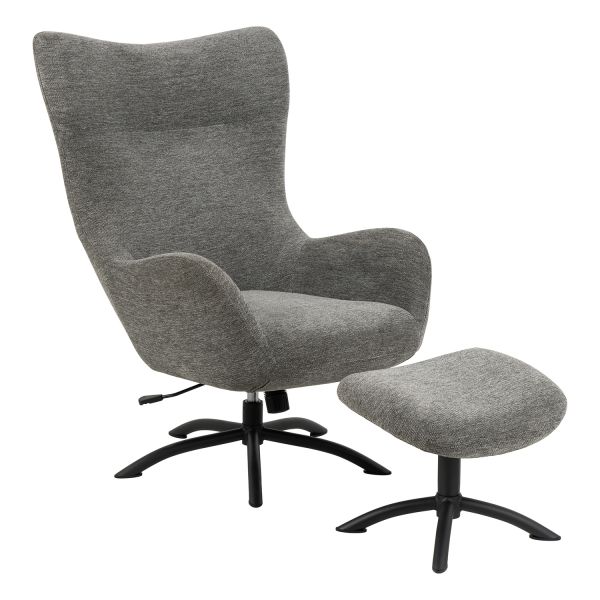 Atpūtas krēsls TALGARTH ar kāju soliņu, pelēks