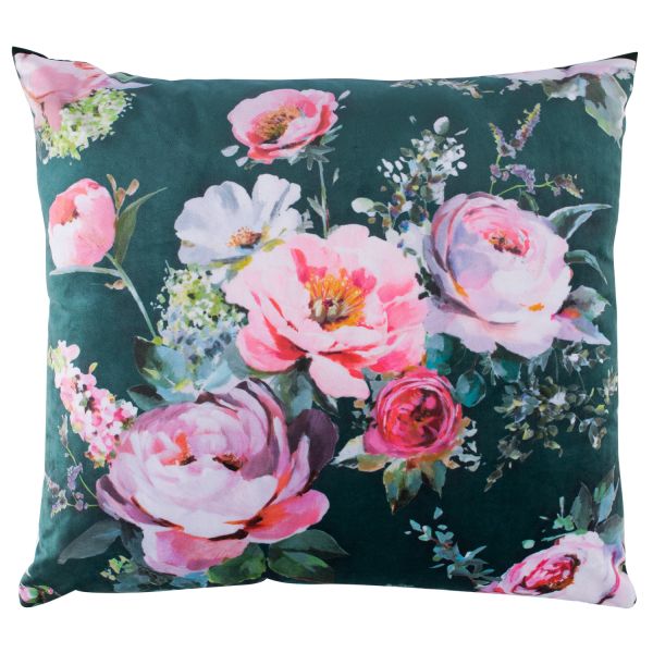 Spilvens HOLLY 65x65cm, rožains/tumši zaļa