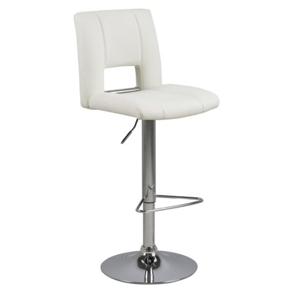 Bar stool SYLVIA white PU/chrome