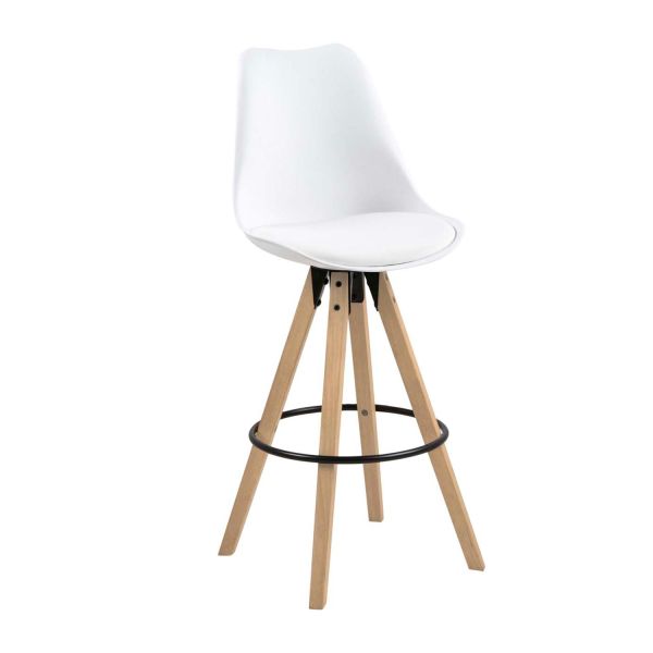 Барный стул DIMA 48,5x55xH111,5см, сиденье и спинка: кожзаменитель, цвет: белый