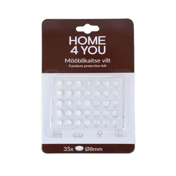 Mēbeļu aizsardzība silikons D8mm x 35gab, caurspīdīgs