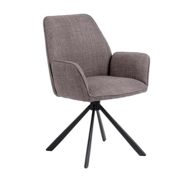 Dining chair GLENDA with armrest, brown