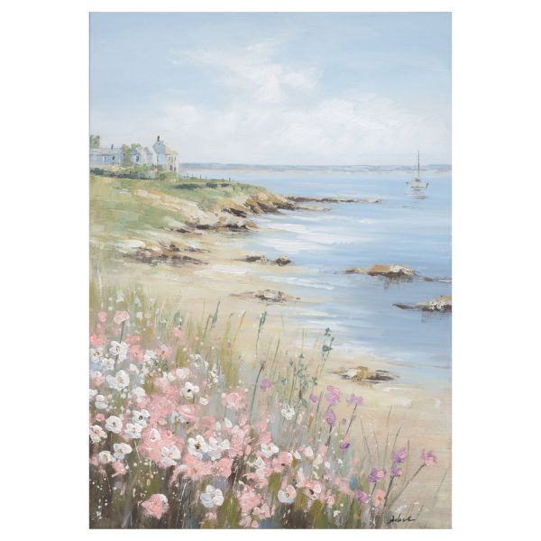 Oil painting 70x100cm,
flowers on the beach
