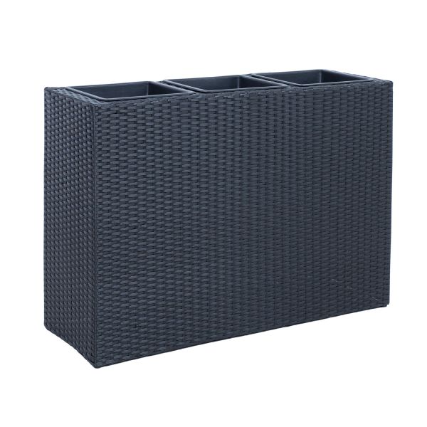 Puķu kaste WICKER 84x30xH62cm, melns