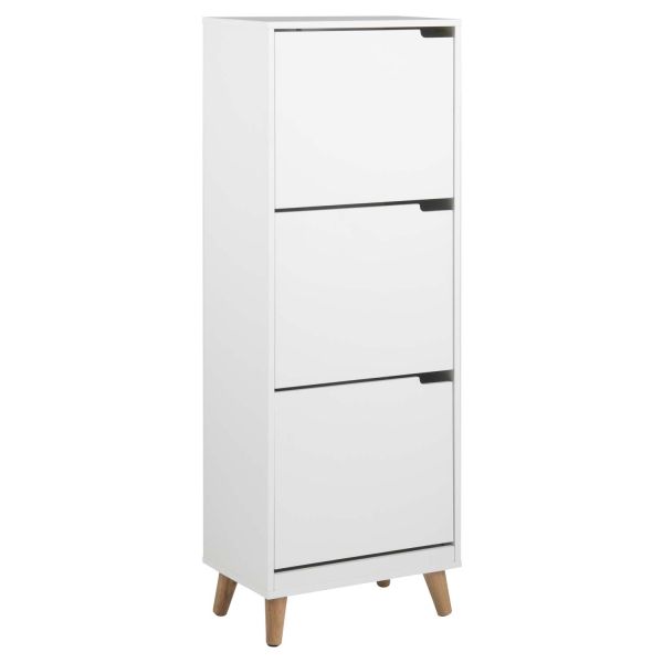 Shoe cabinet MITRA 47x30xH133,5cm, 3-drawer, white