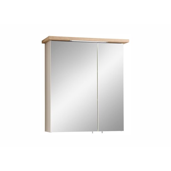 Spoguļstikla skapis ar LED apgaismojumu PELIPAL pelēki bēšs/ozols