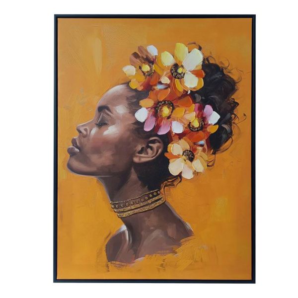 Kanva ar rāmi WALLY 60x80cm, sieviete un ziedi 1