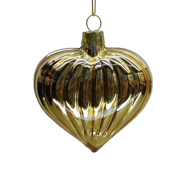 Ziemassvētku rotājums JOY HEART GOLD 8cm, stikls